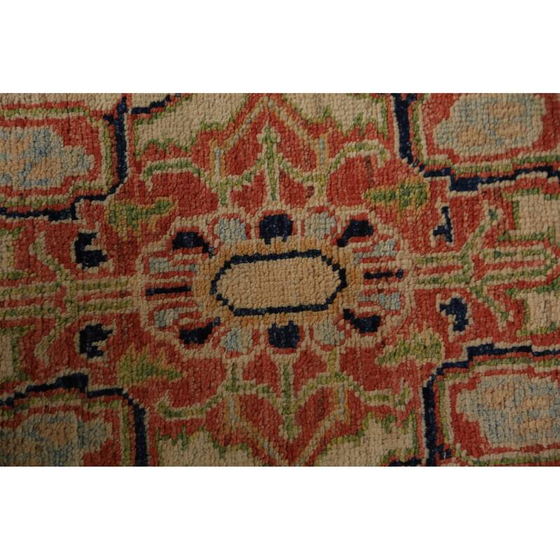 Orange & Green Heriz Serapi Vegetable Dye Rug Handmade Wool Carpet - 3'1"x 5'0"