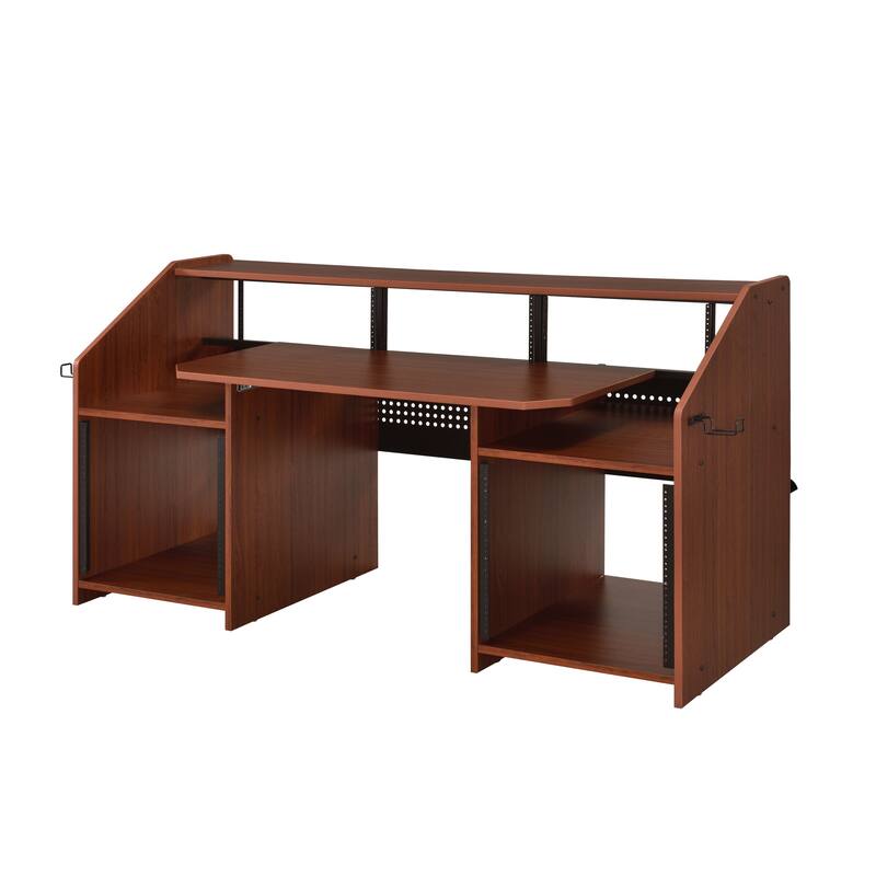 71-Inch Music Desk with Earphone Rack, 6 Adjustable Shelves, MDF & Metal Construction