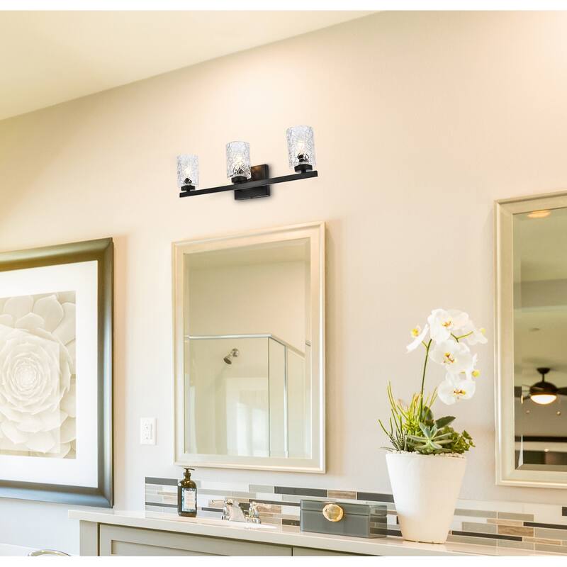 Cara 3 Light Bath Sconce with Clear Shade