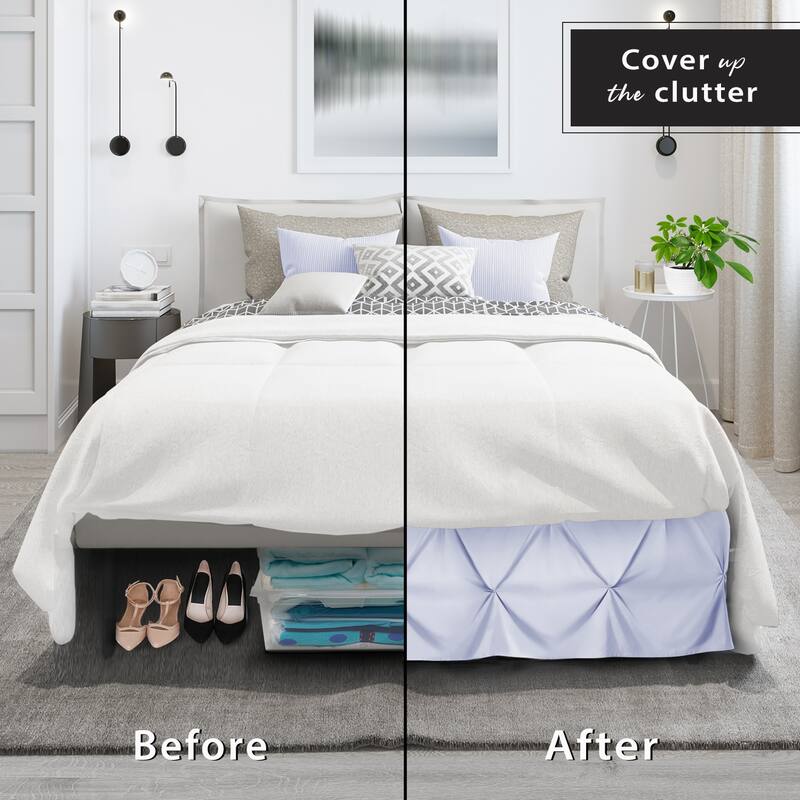 Nestl Pinch Pleat Bed Skirt - Soft Premium Microfiber Ruffle Bed Skirt - 14" Tailored Pintuck Wrap Around Dust Ruffle
