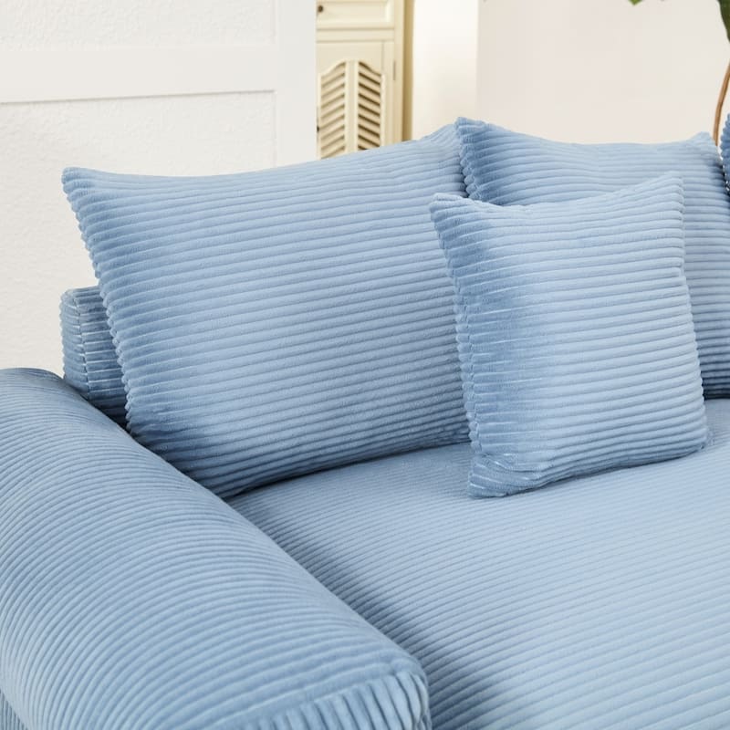 129.9" Oversized Modular Corduroy Cloud Sectional Sofa Set with Ottomans