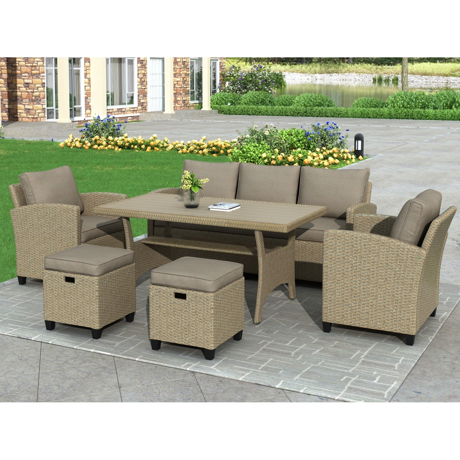 6 seater rattan sofa sale