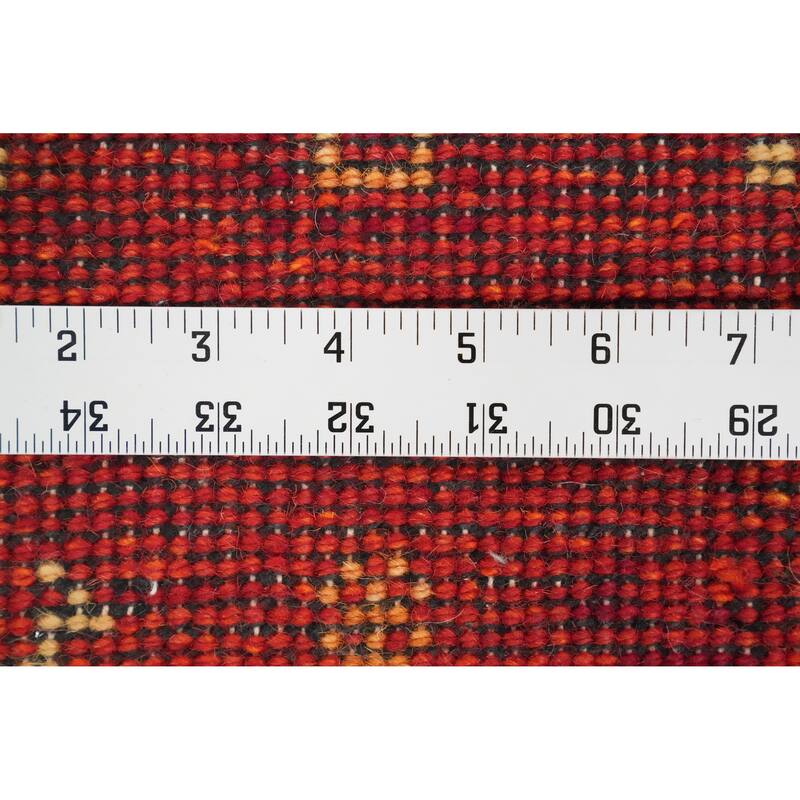 Hand Knotted Oriental 100% Wool Carpet Modern Bordered Red Gabbeh Area Rug - 7' 11'' X 5' 4''
