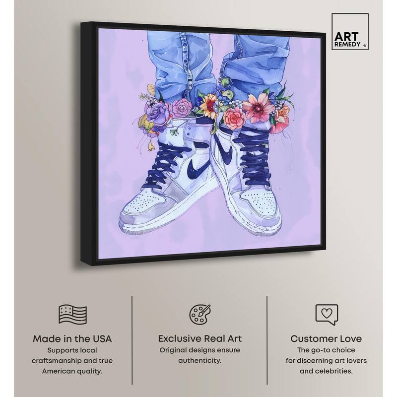 Lilac Floral Bloom Sneakers Canvas by Art Remedy
