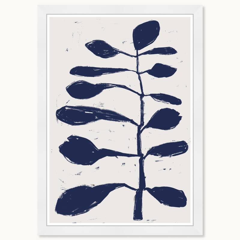 Wynwood Studio Azul Branch Framed Boho Minimalist Abstract Prints - 15 x 21 - White