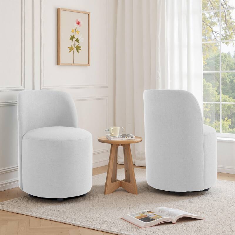 Lumibee 21" W Upholstered Side Dining Chair Set of 2 - Beige-Cotton Linen