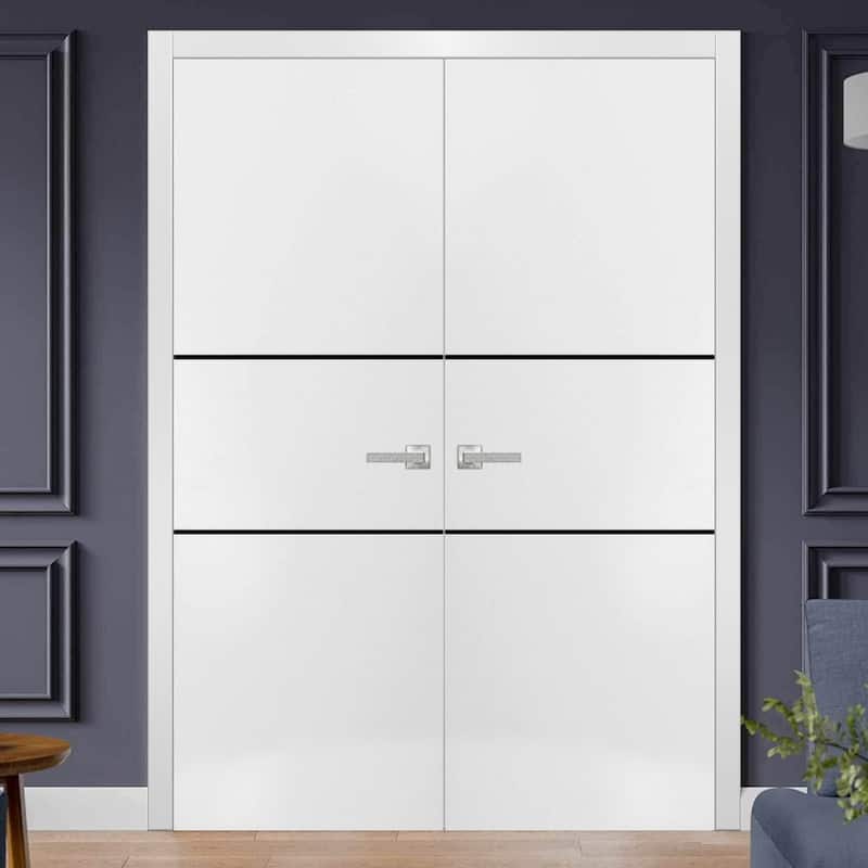 Slab Barn Door Panel 18 x 80 Planum 0014 White Silk with Sturdy Finished