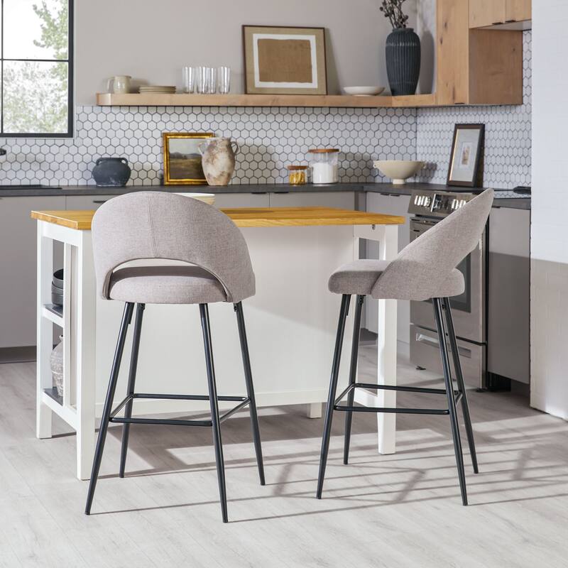 Middlebrook Designs Contemporary Curved-Back Fabric Barstools (Set of 2)