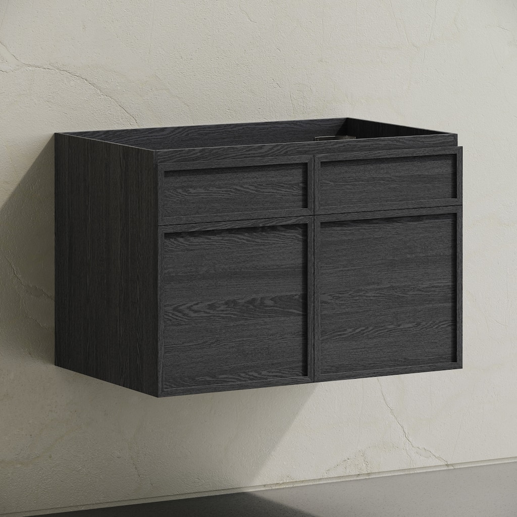 St. Tropez 30" Wall-Mounted Bathroom Vanity Cabinet Without Top In Black Oak - 30