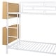 preview thumbnail 13 of 26, Twin Over Twin Metal Bunk Bed with Ladder & Storage Shelves, No Box Spring, White