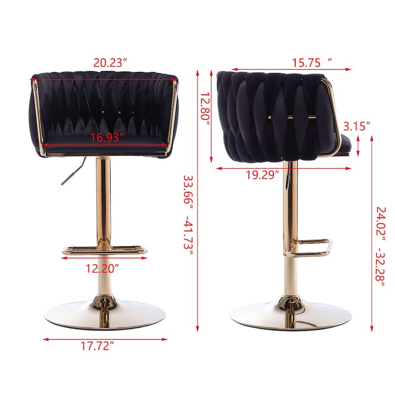 Counter Height Bar Stools Set of 2, Swivel Armless Chairs with Height Adjustable, Kitchen Island Chairs with Chrome Footrest