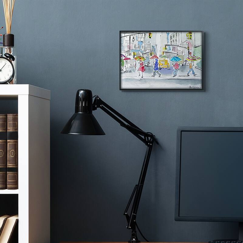 Stupell Rainy Crosswalk Pedestrians Urban City People Framed Wall Art