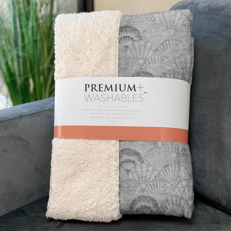 Premium Machine Washable ASB181 Coastal Seashell Sherpa Throw Blanket