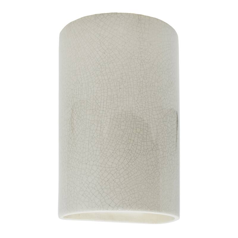 Justice Design Ambiance - Large ADA Cylinder Wall Sconce - Open Top & Bottom - Replaceable Bulb - White Crackle