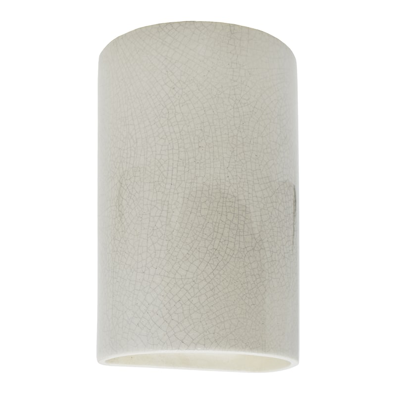 Justice Design Ambiance - Large Cylinder Wall Sconce - Closed Top - Replaceable Bulb - White Crackle
