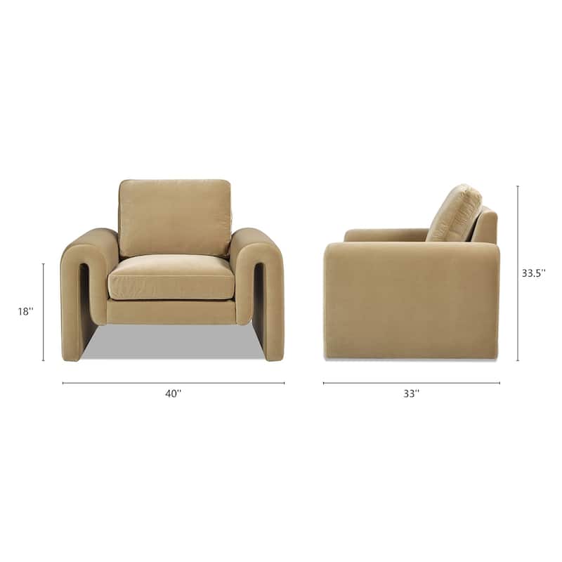 Mason 40" Velvet Fully Upholstered Arched Arm Accent Chair