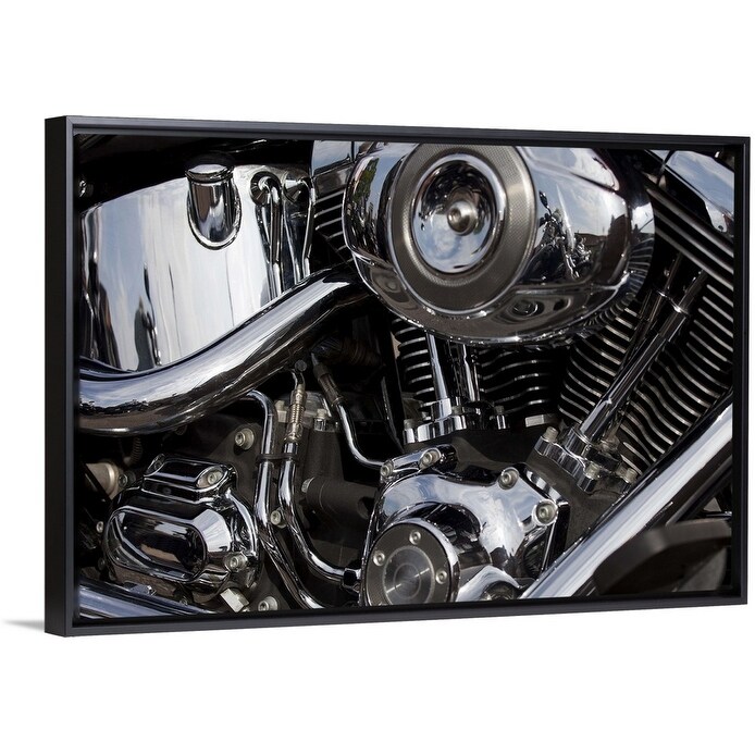 Shop Abstract Motorcycle Engine Black Float Frame Canvas Art