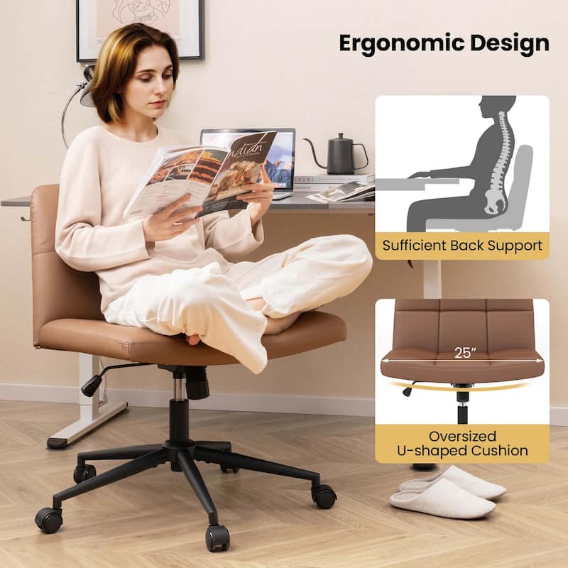 Costway Criss Cross Chair with Wheels Oversized U-shaped Seat Wheels - See Details