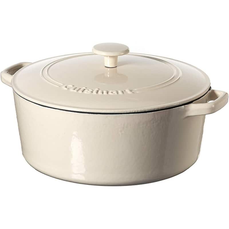 Cuisinart Chef's Classic 7- Quart Enameled Cast Iron Round Covered Casserole - Cream