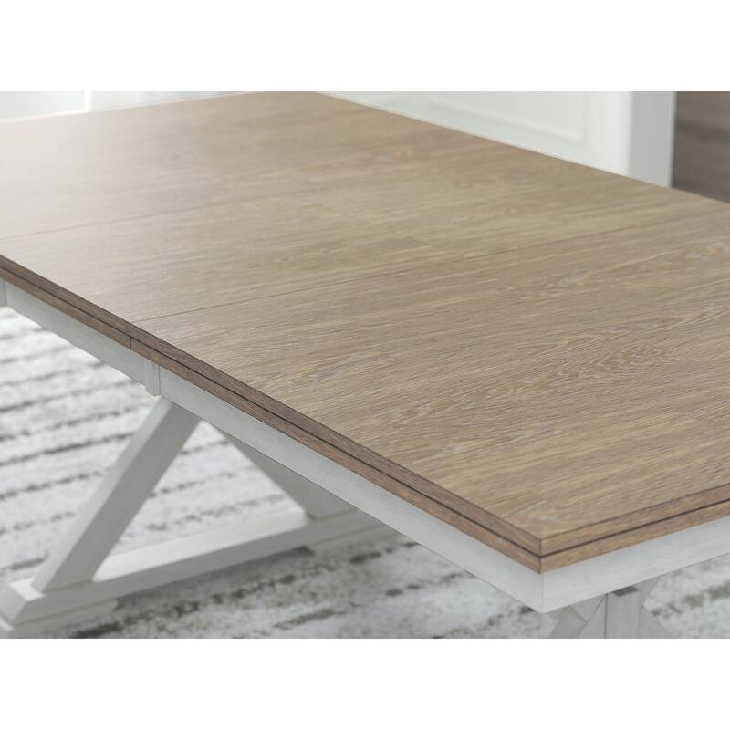 Signature Design by Ashley Westlinport Antique White/Brown Dining Butterfly Extension Table - 40" W x 78" D x 30" H