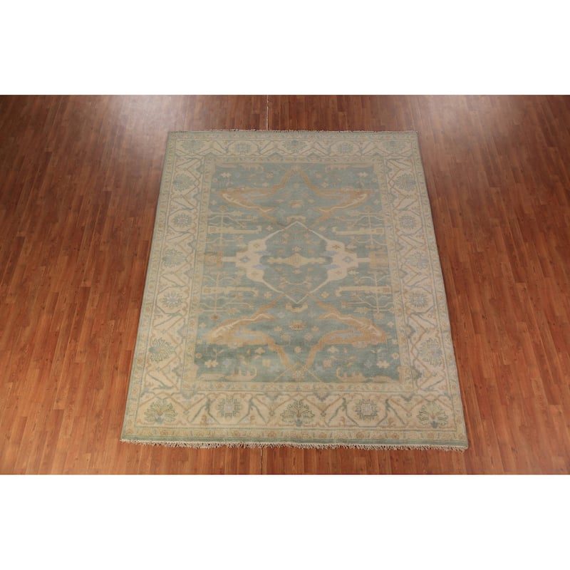 Oushak Indian Rug Hand-Knotted Transitional Wool Carpet - 8'0"x 9'9"