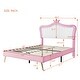 preview thumbnail 43 of 54, PU Upholstered Princess Bed with LED Lights and Crown Headboard