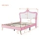 preview thumbnail 51 of 68, Upholstered Bed LED Frame Modern Upholstered Princess Bed w/ Crown Headboard and Metal Legs, Cute Kids Platform Bed/ Noise-Free