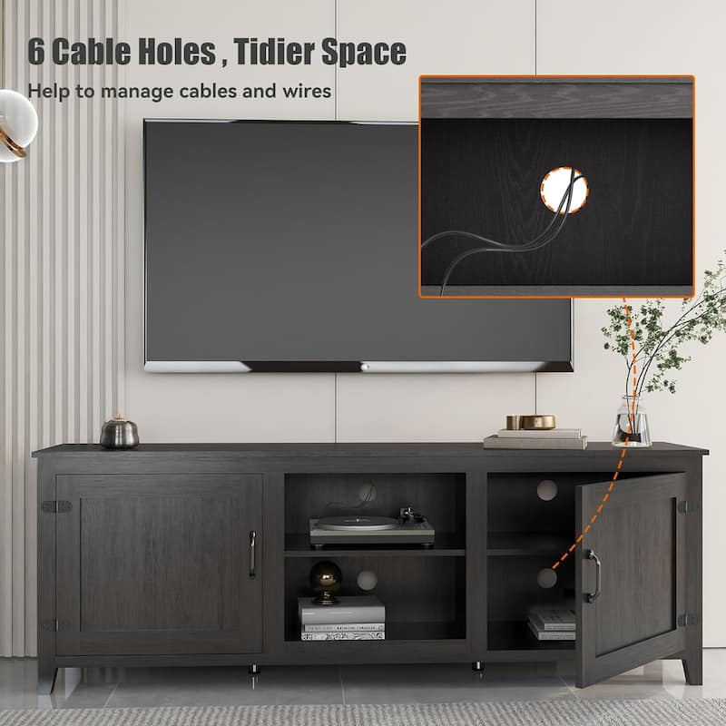Wood Storage Cabinet Media Console for TVs up to 80"