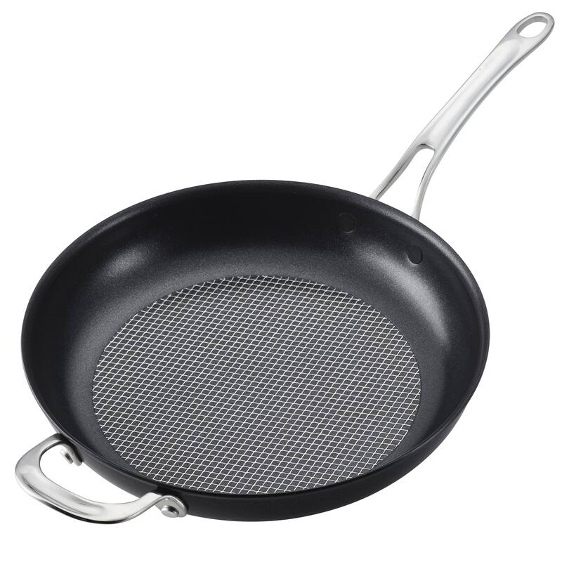 Anolon X Hybrid Nonstick Induction Frying Pan With Helper Handle, 12-Inch, Charcoal Gray