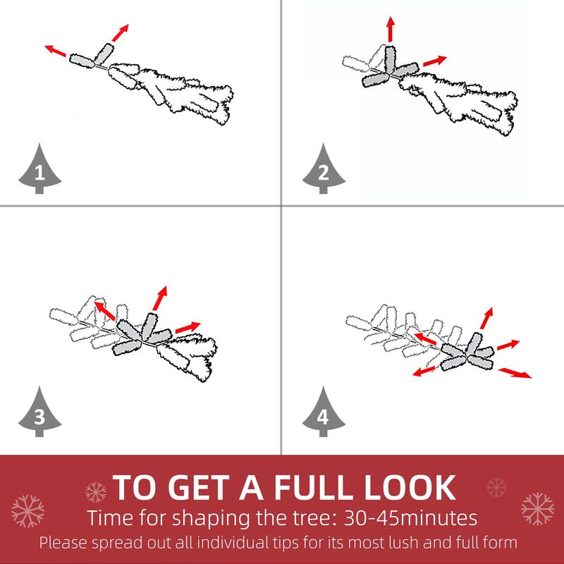 HOMCOM Unlit Snow Flocked Pine Tree - Realistic Branches, Green