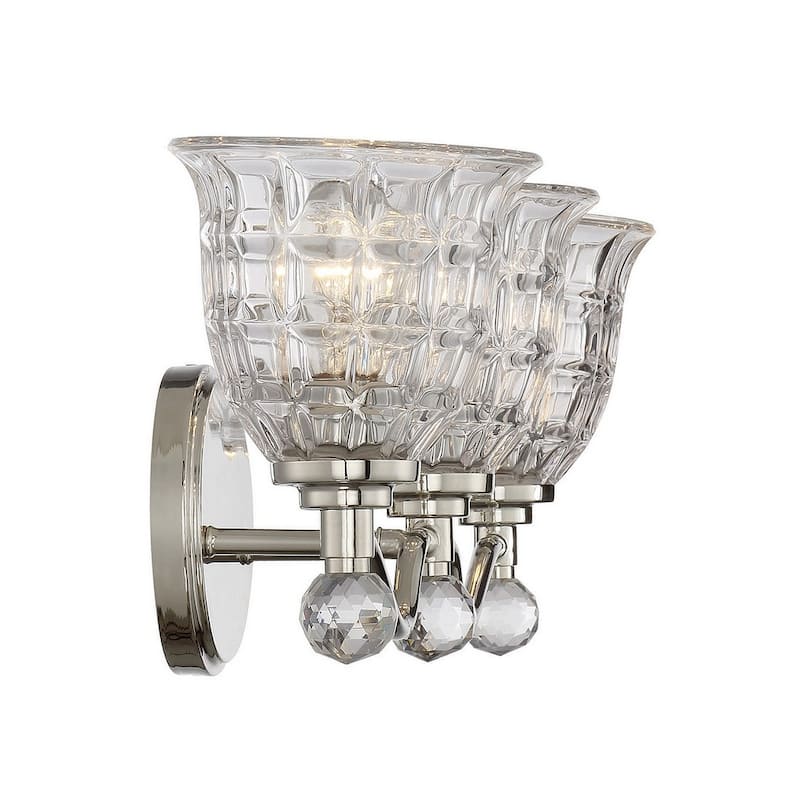 Birone 3-Light Bathroom Vanity Light in Polished Nickel