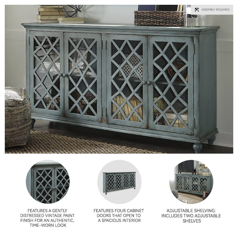 Signature Design by Ashley Mirimyn Blue Accent Cabinet - 68.5" W x 15.88" D x 37.88" H