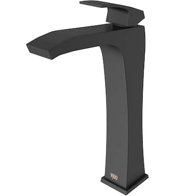 VIGO Blackstonian 12" H Single Handle Single Hole Bathroom Vessel Faucet in Matte Black