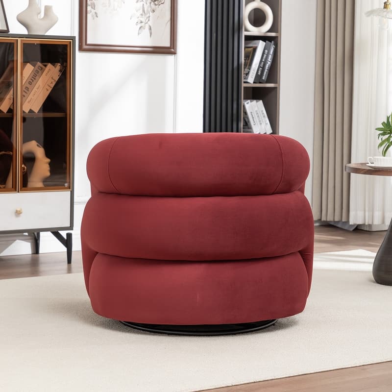 SEYNAR Modern Glam Velvet 360 Degree Swivel Accent Armchair with Tufted Back