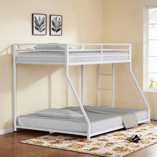 slide 2 of 7, Sturdy Twin Over Full Bunk Bed Metal for Kids & Adult,w/Stable Ladder