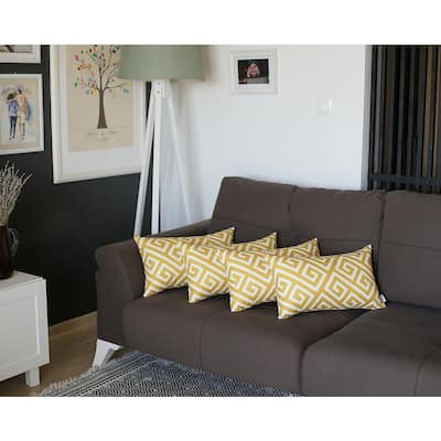 Greek Key Printed 12''x20'' Throw Pillow Cover (Set of 4)