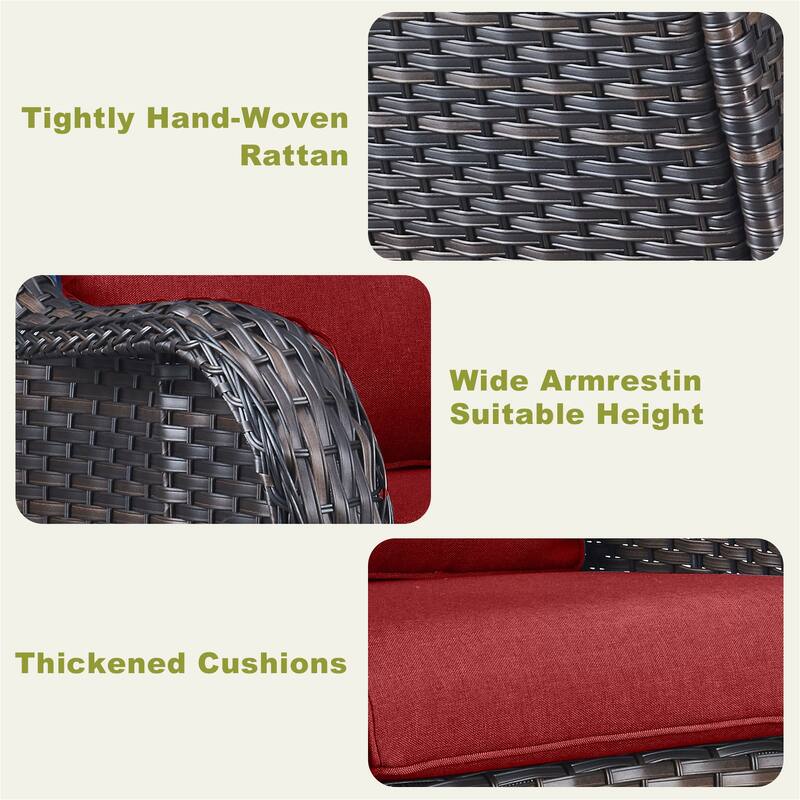 Gymojoy Patio Sofa PE Wicker 3-Seat Sofa