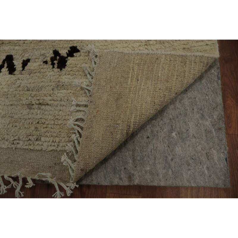Hand Knotted Oriental 100% Wool Carpet Modern Abstract Beige & Ivories Moroccan Area Rug - 8' 2'' X 5' 3''
