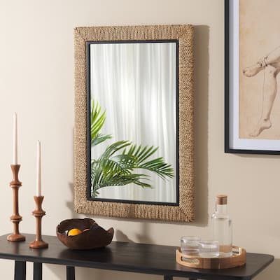 SAFAVIEH Home Amelda 24 x 36-inch Vertical Rectangle Natural/Black Mirror - 24.4"W x 1.6"D x 36.2"H