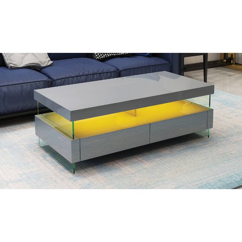 Modern Contemporary Coffee Table Made with Wood And Glossy Finish