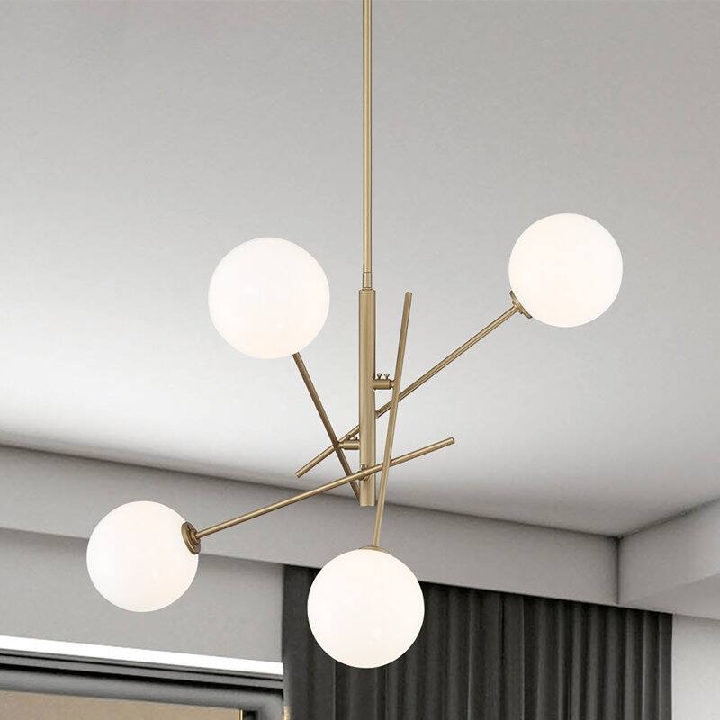 Caucy 4-Light Sputnik Modern Chandelier-UL - 32 inches - Muted Brass