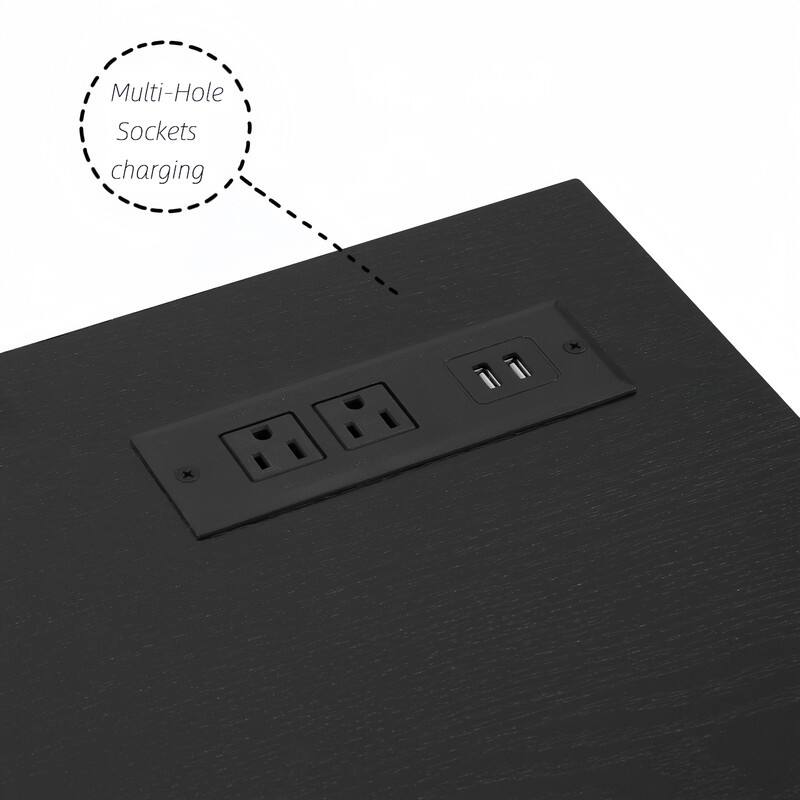 58" Modern TV Stand with Electric Fireplace, LED Lights, USB Charging & Glass Shelves for TVs up to 62"