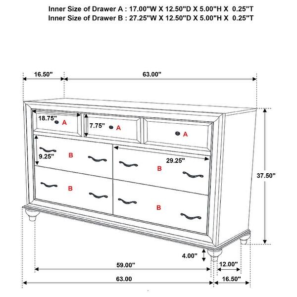 dimension image slide 29 of 32, Barzini 5-Piece Bedroom Set with Upholstered Headboard