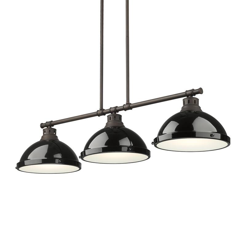Yep by Golden Lighting Duncan 3-light Island Light in Rubbed Bronze and Black shade