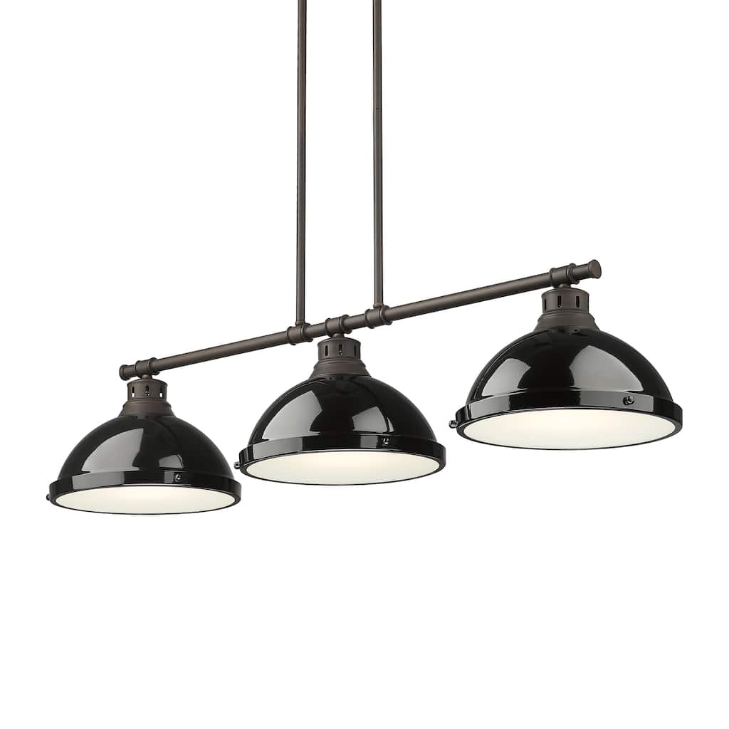 Yep by Golden Lighting Duncan 3-light Island Light in Rubbed Bronze and Black shade