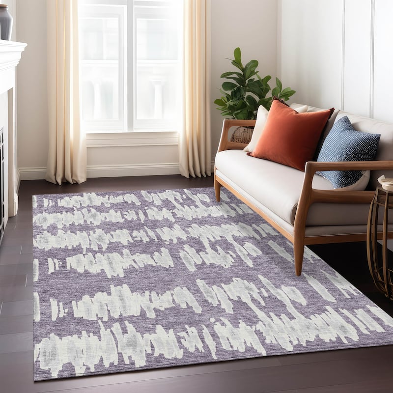 Machine Washable Indoor/ Outdoor Chantille Abstract Contemporary Rug