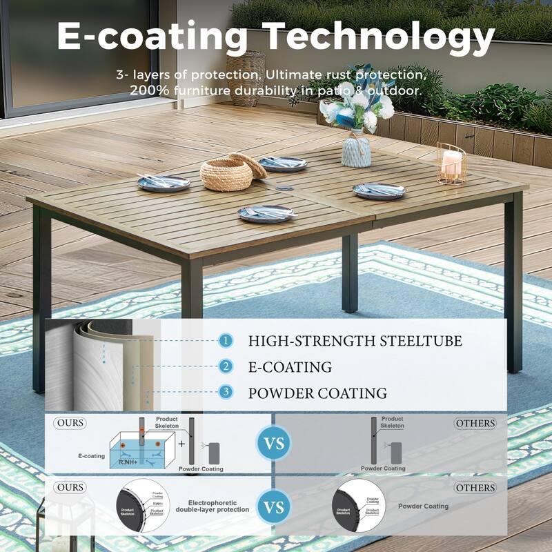 7-Piece Patio E-coating Dining Set of 6 Stackable Chairs & 1 Metal Dining Table