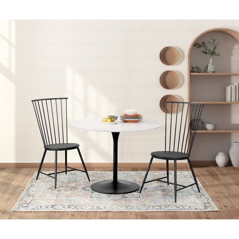 41.25" x 41.25" Flower Round Dining Table - Black Base