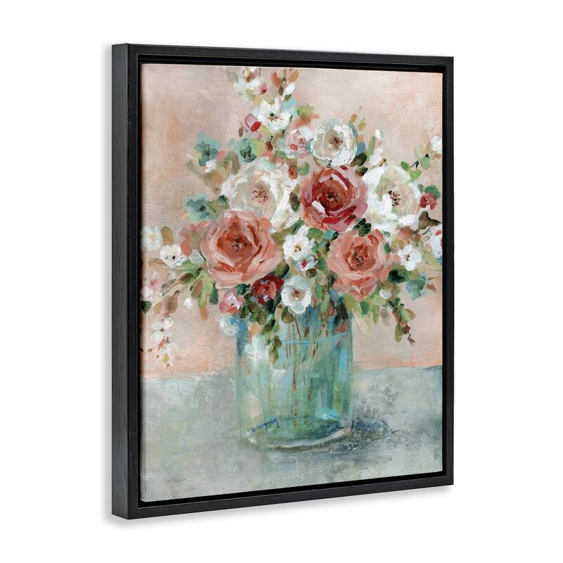 Stupell Red & White Roses Framed Floater Canvas Wall Art Design By Carol Robinson