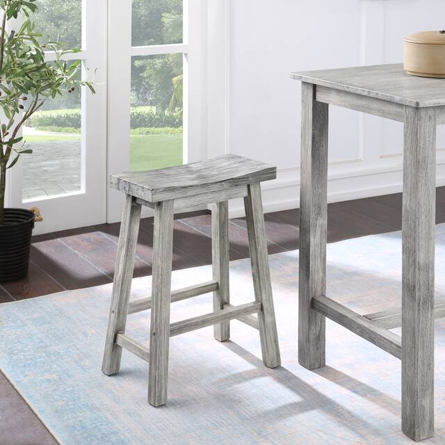 The Gray Barn Vermejo Wire-brushed Rubberwood Saddle Stool - Grey - Counter height